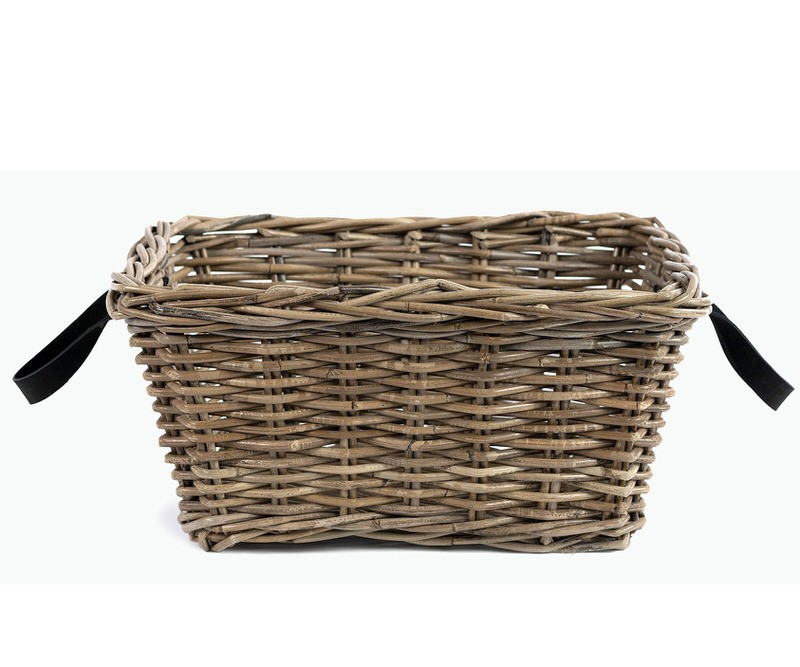 Kingston Rattan Basket with Leather Handles