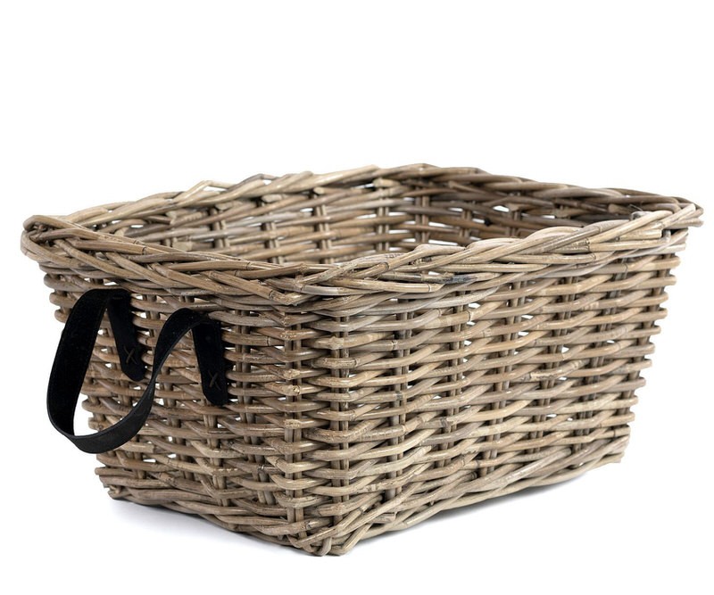 Kingston Rattan Basket with Leather Handles
