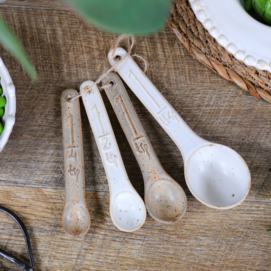 Set of 4 Ashbury Ceramic Measuring Spoons, decorative home accessory