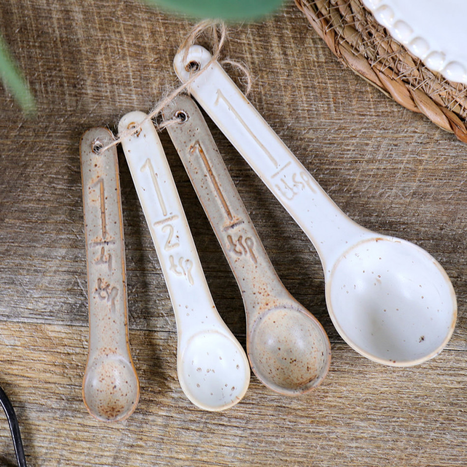 Set of 4 Ashbury Ceramic Measuring Spoons, a functional utensil for kitchen or household use