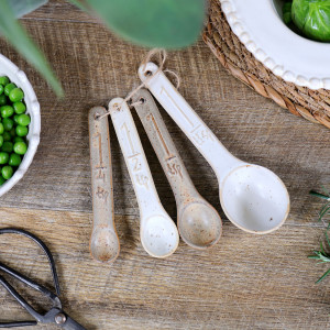 Set of 4 Ashbury Ceramic Measuring Spoons, a functional utensil for food preparation, serving or household use