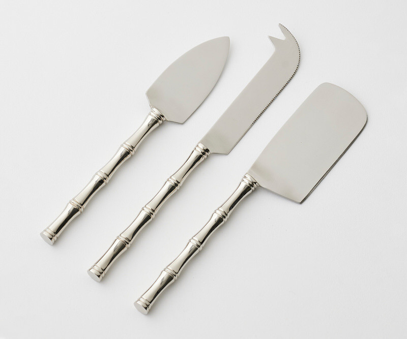 Set 3 Silver Bamboo Cheese Knives