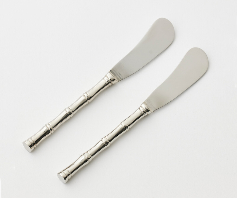 Set 2 Silver Bamboo Spreader Knives