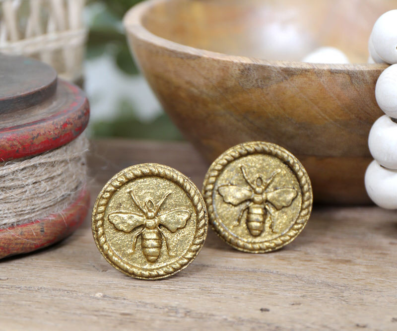 Set 2 Gold Bee Drawer Knobs