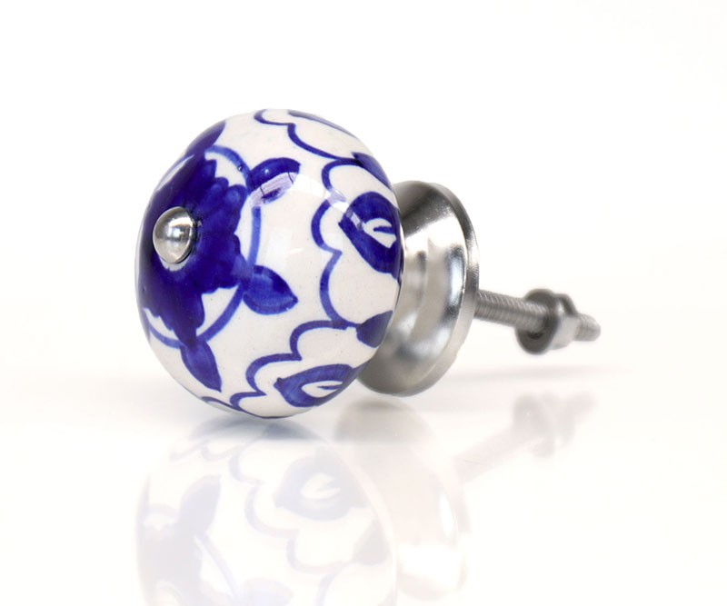 Sandford Blue & White Ceramic Drawer Knob