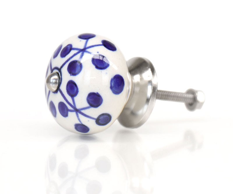 Daisy Blue & White Ceramic Drawer Knob