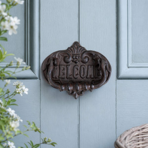 Welcome Cast Iron Door Knocker, highlighting the product's distinctive form and defining design