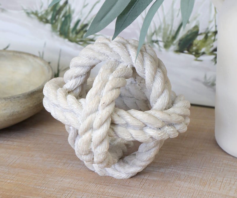 White Rope Knot Sculpture - Resin