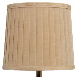 Close-up of the Molisana table lamp’s beige pleated shade with matching edge trim