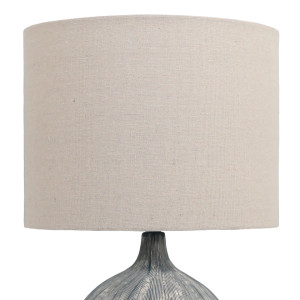 Close-up of the Sandringham lamp’s off-white linen drum shade and visible woven texture