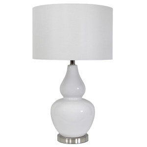 White glass Paloma table lamp on a white background