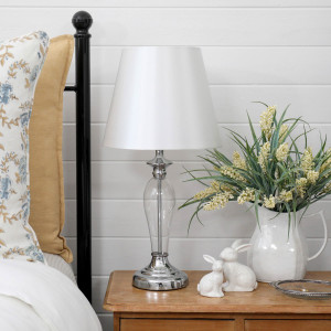 Lucerne Glass Table Lamp + Shade, an occasional furniture surface for everyday use and decorative styling