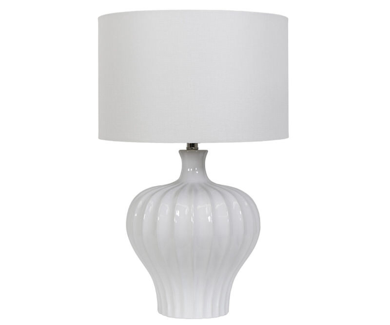 Justina Fluted White Table Lamp + Shade