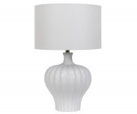 Justina Fluted White Table Lamp + Shade