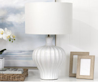 Justina Fluted White Table Lamp + Shade