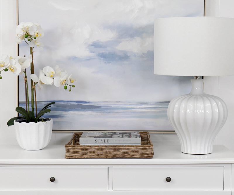 Justina Fluted White Table Lamp + Shade