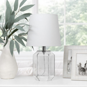 Lumiere Glass Table Lamp + Shade, an occasional furniture surface for everyday use and decorative styling
