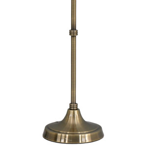 Close-up of the Claudia lamp’s antique gold metal stem, decorative rings and round pedestal base
