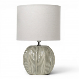 Langley Sage Taupe Ceramic Lamp + Shade