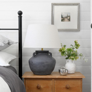 Monterey Grey Terracotta Table Lamp, an occasional furniture surface for display and everyday use