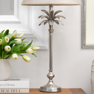 Plantation Silver Palm Lamp Base - Large, a decorative lighting piece for an interior setting