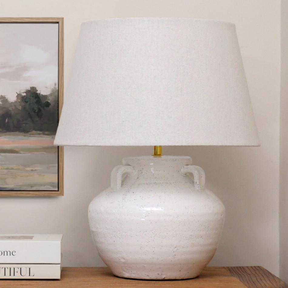 Monterey White Terracotta Table Lamp, an occasional furniture surface for display and everyday use