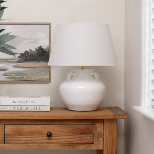 Monterey White Terracotta Table Lamp, an occasional furniture surface for everyday use and decorative styling