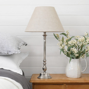 Clarence Antique Silver Oval Lamp Base, a decorative lighting piece designed to add illumination and atmosphere