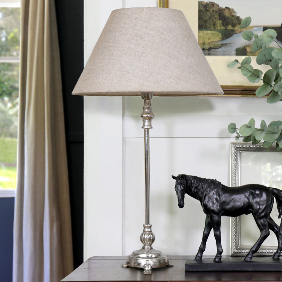 Clara Antique Silver Lamp Base, decorative lighting accessory