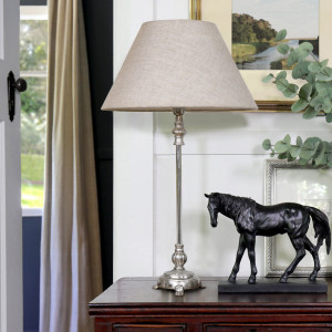 Clara Antique Silver Lamp Base, a decorative lighting piece designed to add illumination and atmosphere