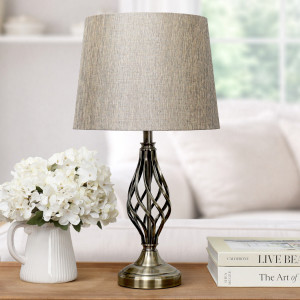 Gianna Bronze Twist Touch Lamp + Shade
