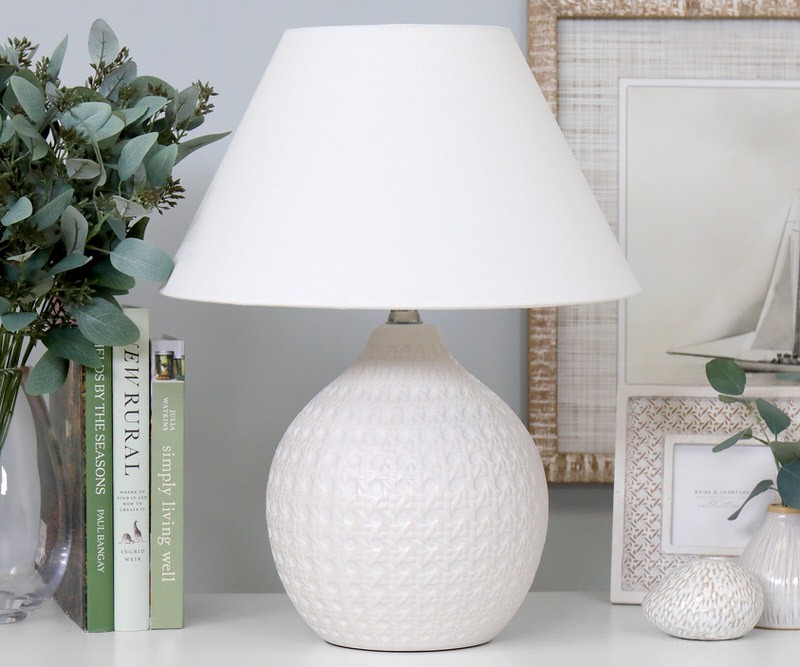 Riverview White Table Lamp + Shade