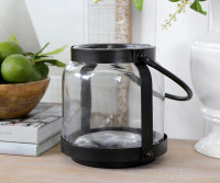 Grafton Black Iron & Glass Vase / Candle Lantern