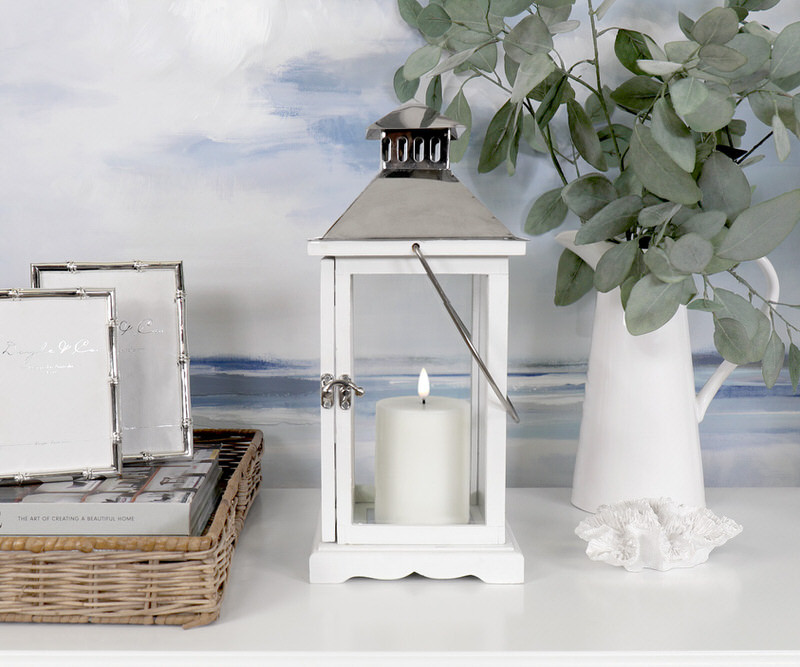 Small Penshaw White Lantern Candle Hurricane