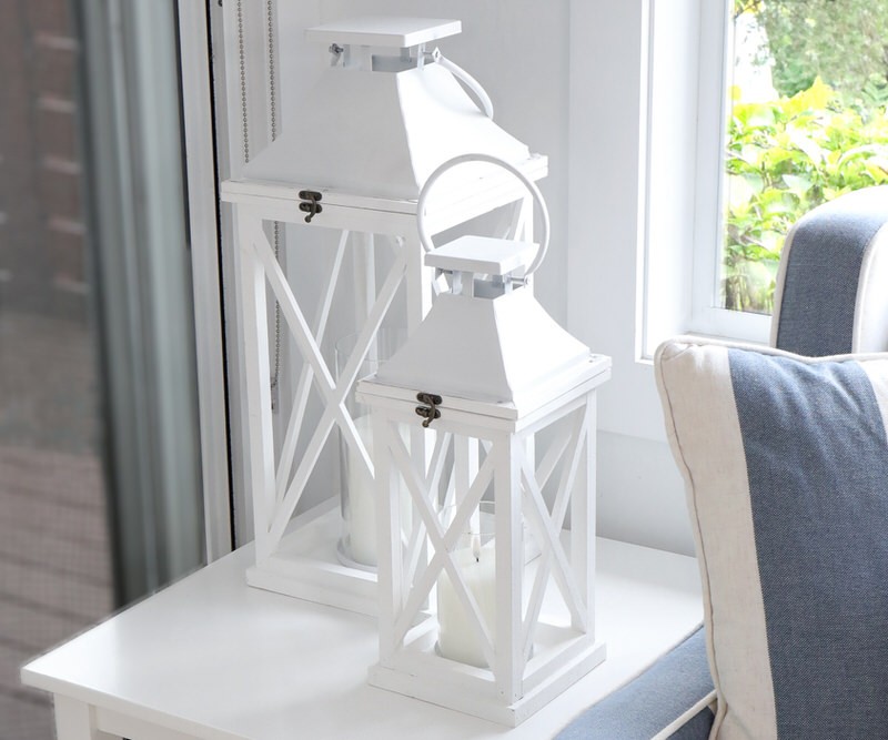 Large Catalina White Candle Lantern 61cm Home accessories and