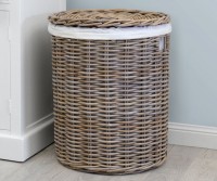 Provence Round Rattan Laundry Basket with Lid - Large