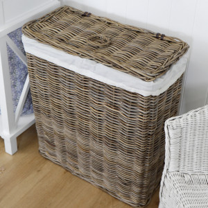 Allingham Rattan Double Laundry Hamper, a practical basket for organising household items or creating a display
