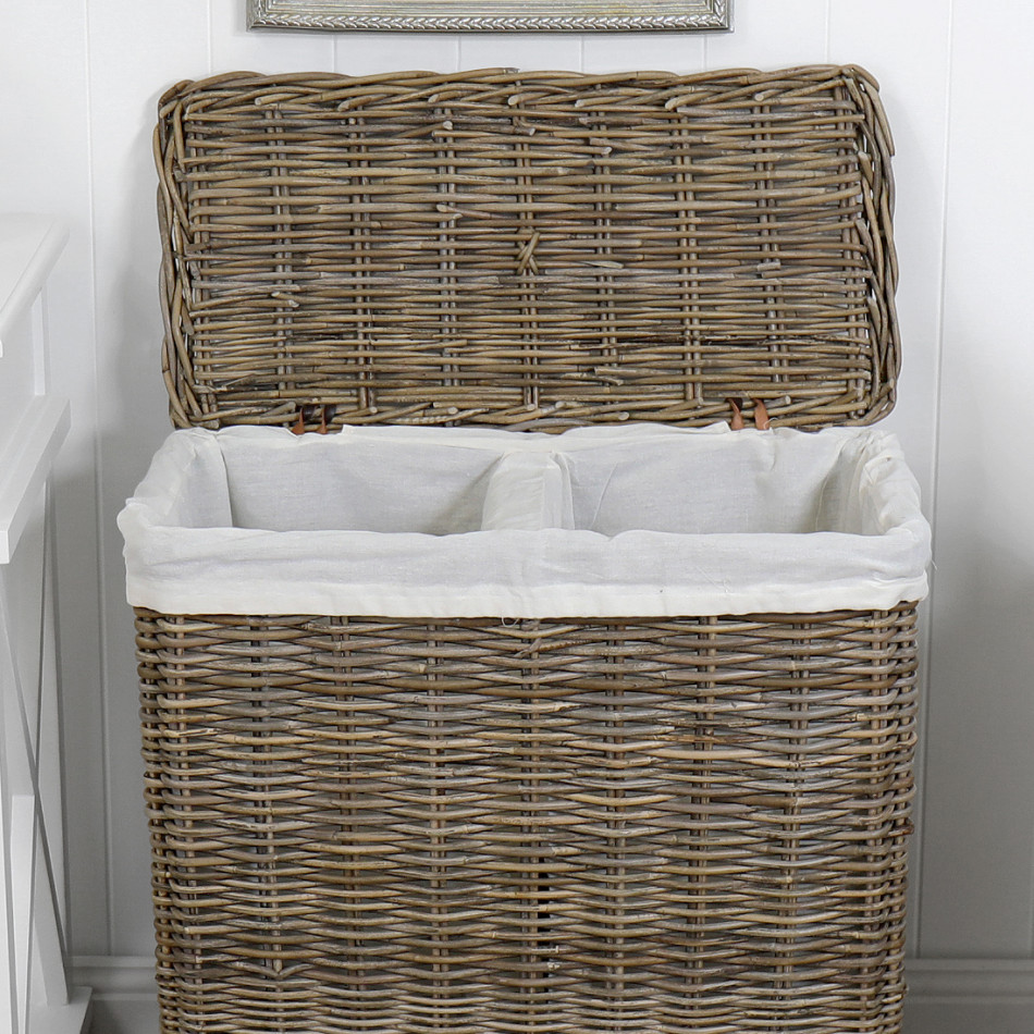 Allingham Rattan Double Laundry Hamper, a practical basket for household storage or display