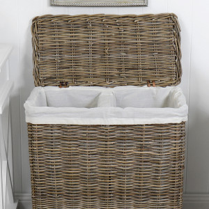 Allingham Rattan Double Laundry Hamper, a practical basket for household storage or display