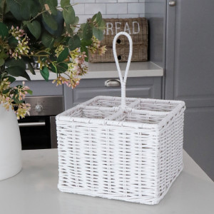 Laurent Cutlery & Wine Caddy - White, designed to combine practical organisation with decorative presentation
