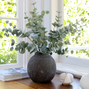 Wallace Silver Dollar Eucalyptus Stem, a decorative botanical stem or arrangement for styling in a vase