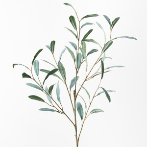 Set 3 Ravello Grey-Green Olive Leaf Sprays, a decorative botanical stem or arrangement for styling in a vase
