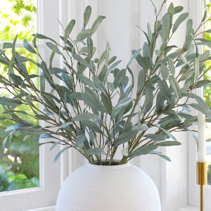 Set 3 Ravello Grey-Green Olive Leaf Sprays, decorative flowers or foliage for vase styling