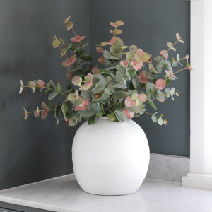 Coburn Blush Eucalyptus Stem, a decorative botanical stem or arrangement for styling in a vase