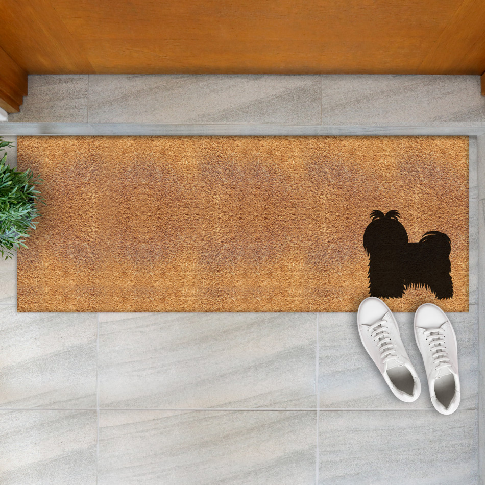 Long Maltese Dog Doormat - 115x45cm, an entrance mat designed for a doorway