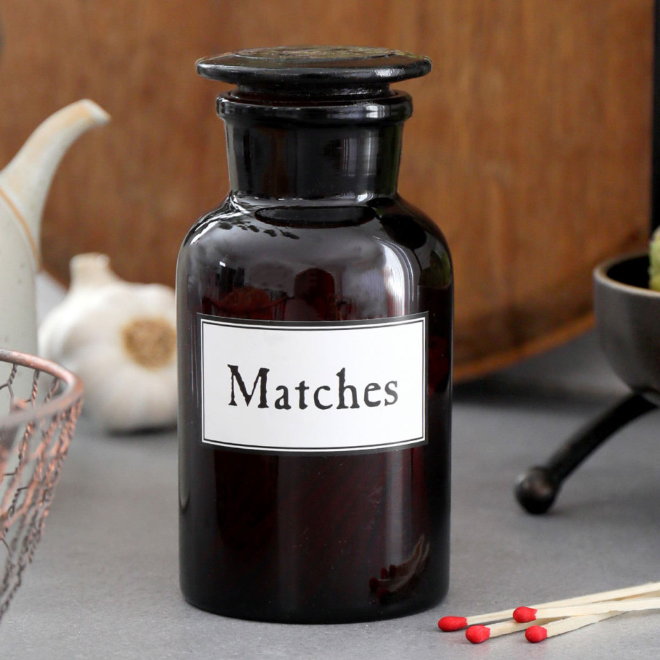 Apothecary Jar of Matches - Amber, decorative home accessory