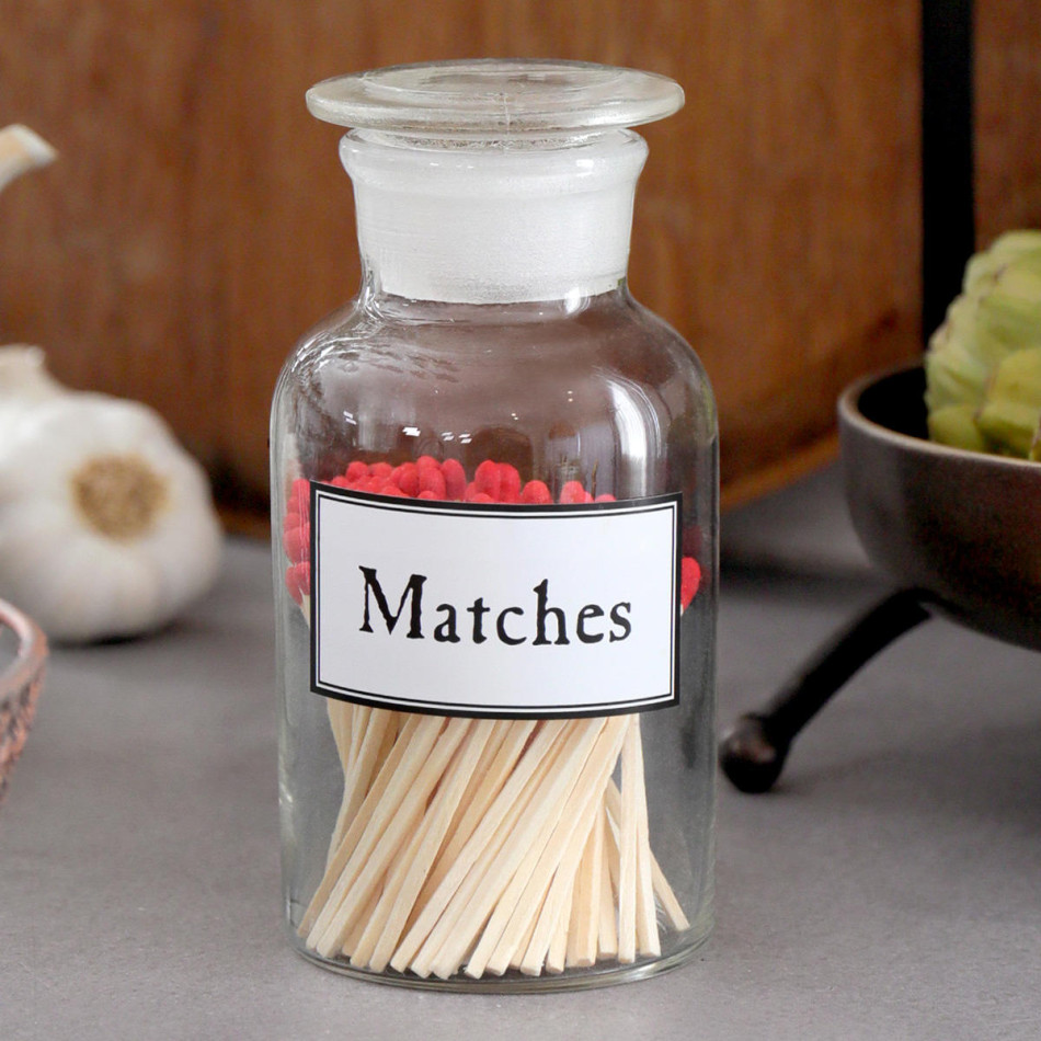 Apothecary Jar of Matches - Clear, decorative home accessory