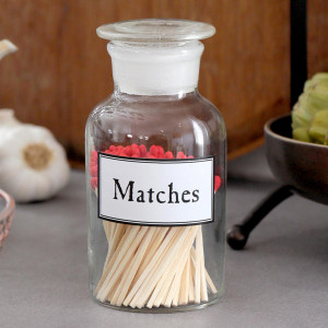Apothecary Jar of Matches - Clear, decorative home accessory
