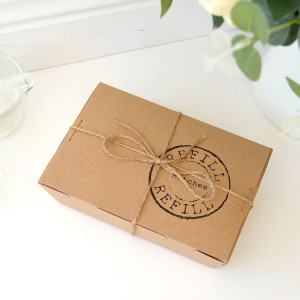 Boxed Vintage Matches refill set in classic brown packaging