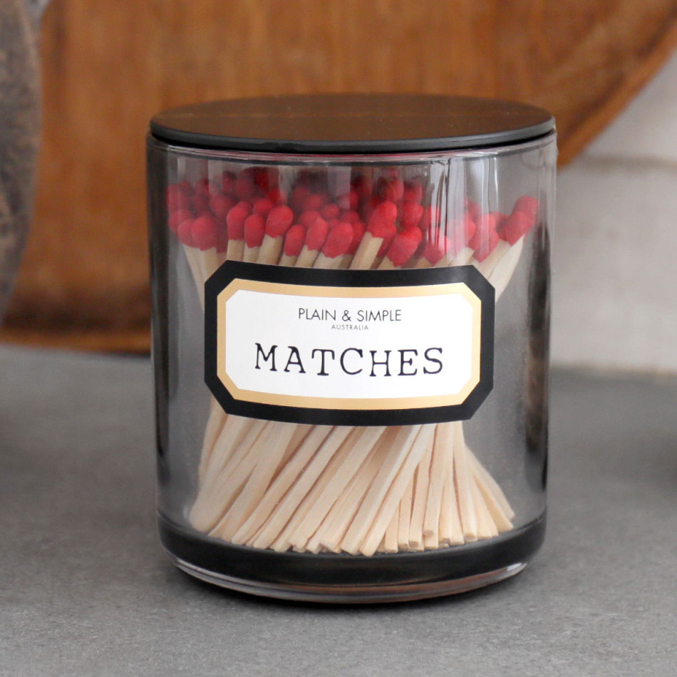 Smoked Grey Jar of Matches, decorative tableware